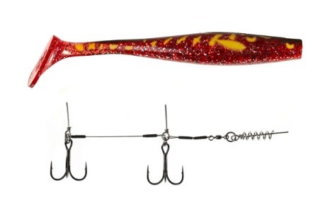 Виброхвосты Lucky John 3D BBS Giant "Kubira Swim Shad" 9,0 (23 см)+Stinger L 